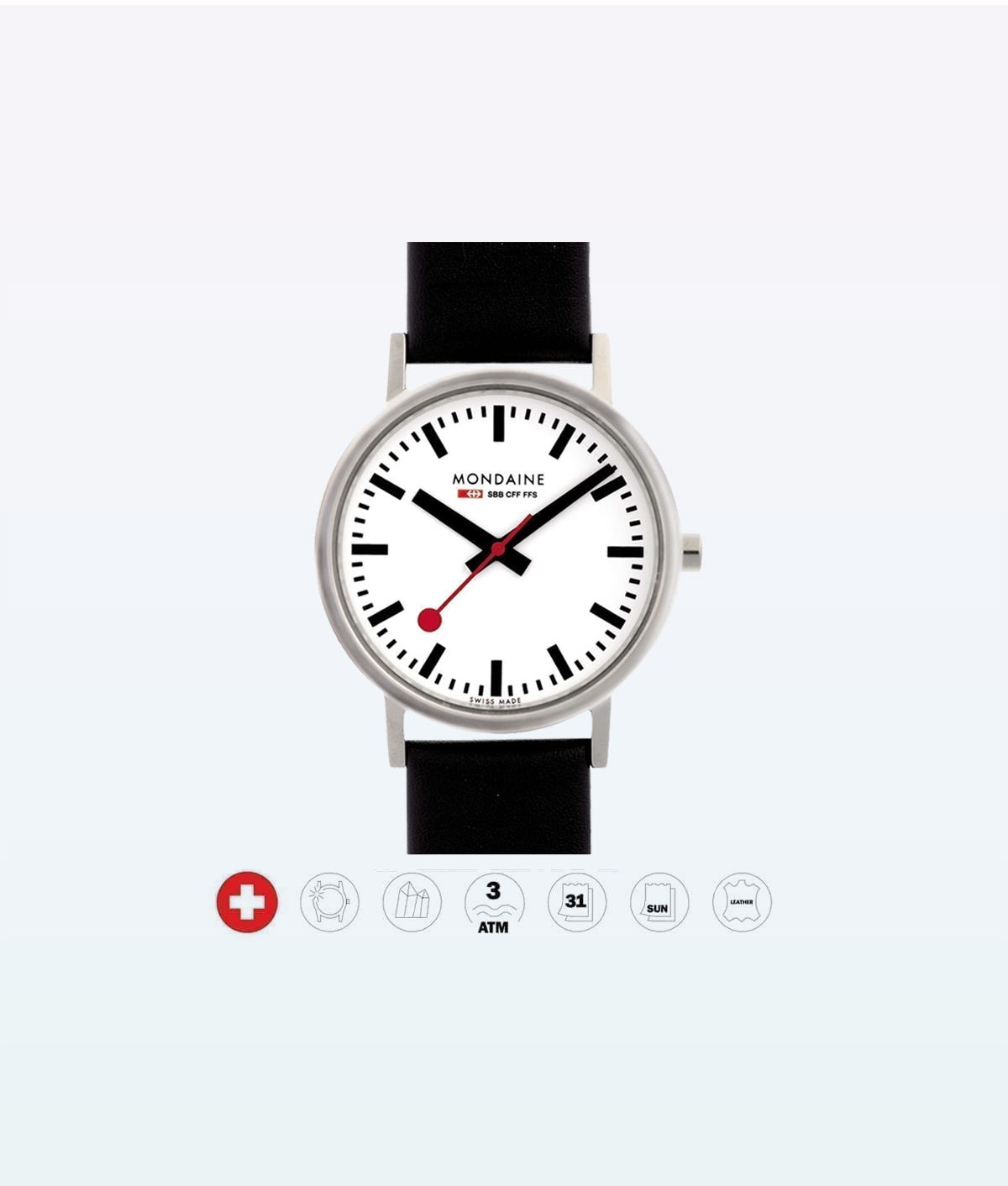 Mondaine Wristwatch Classic A660 11SBB Black White