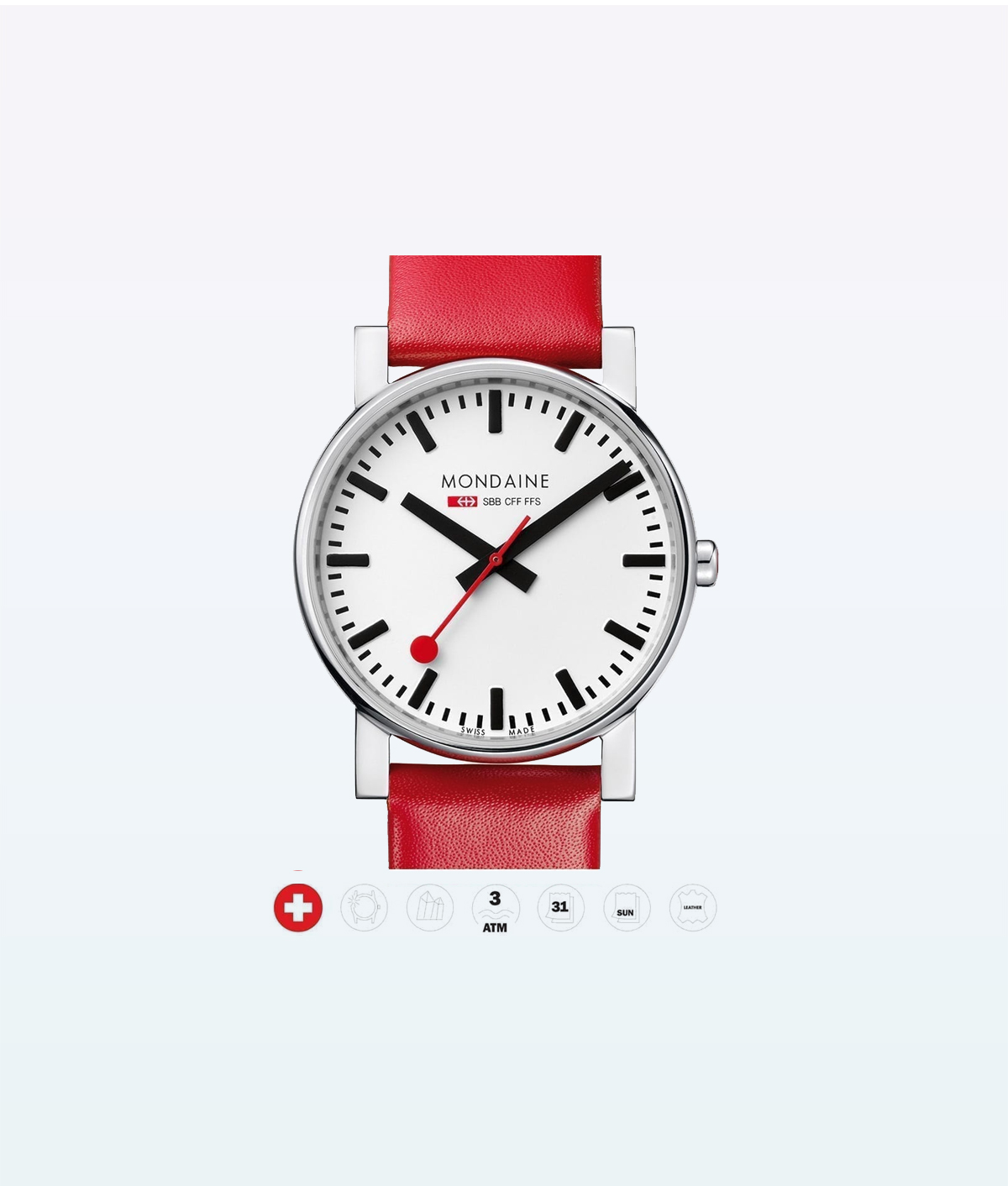 Mondaine Reloj de Pulsera Evo 11SBC Rojo Blanco 38mm 1