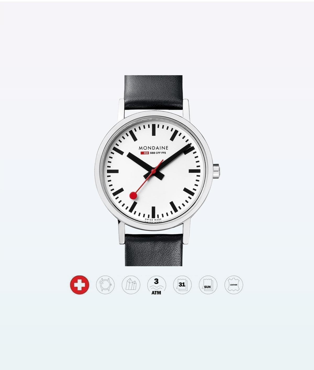 Mondaine Wristwatch Classic A658 16SBB Black White