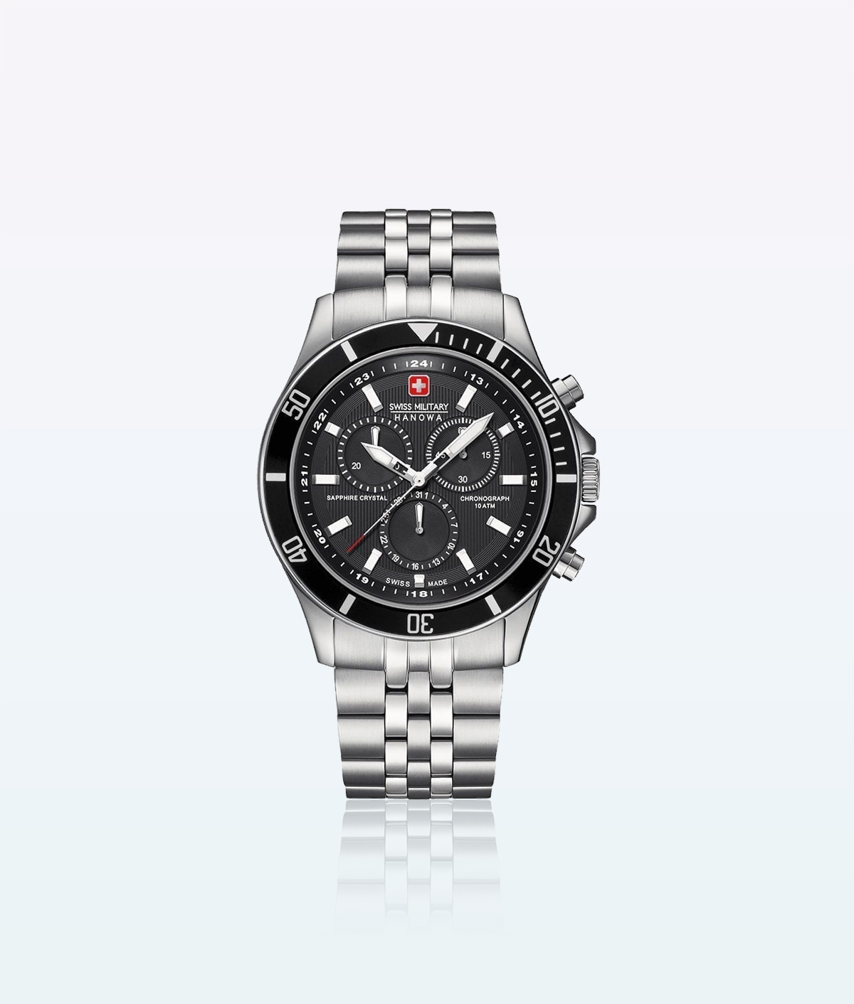 Hanowa Swiss Military Wristwatch Flagship Chrono Silver Black