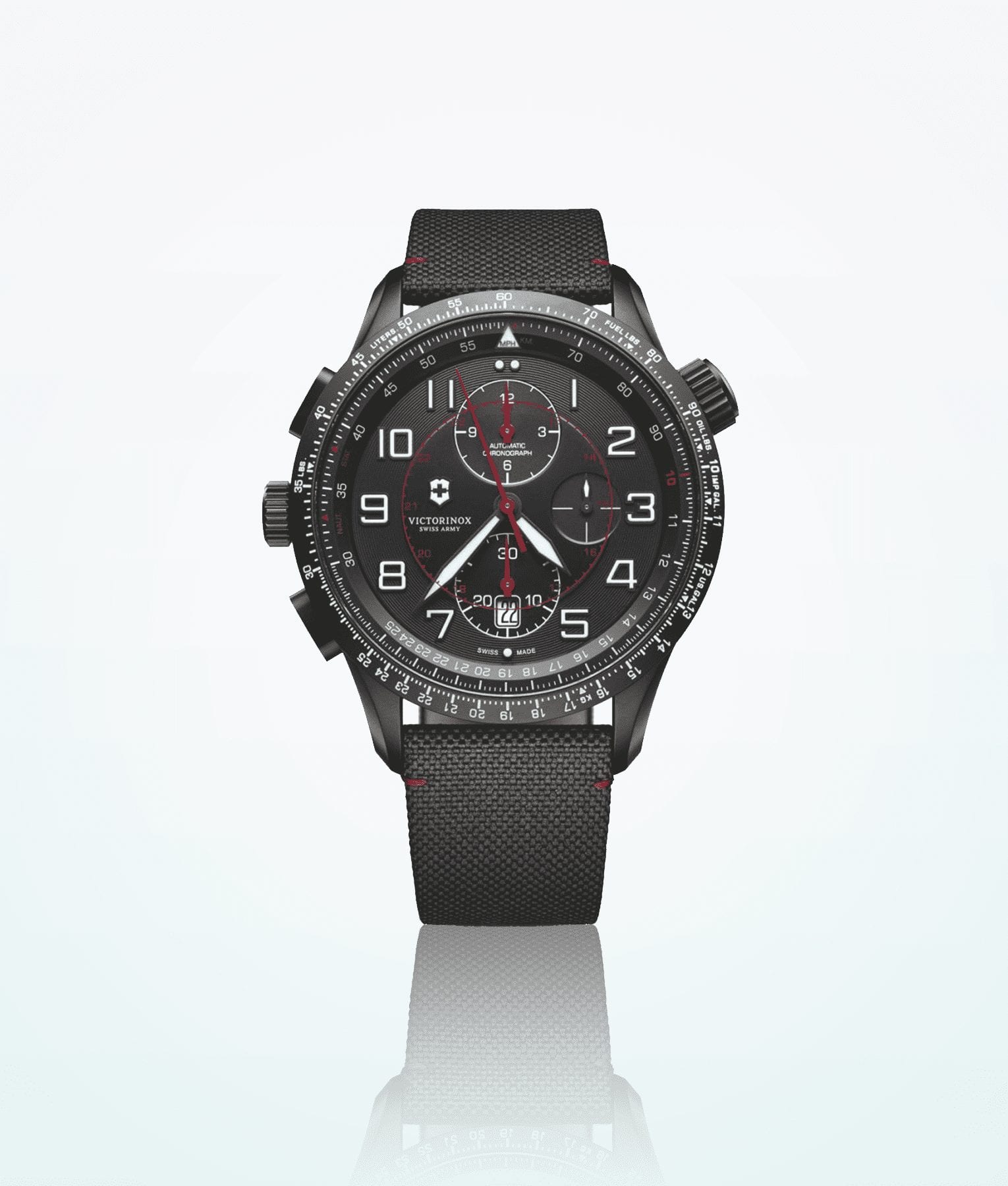 Victorinox Airboss Mach 9 Black Edition Men Wristwatch Fabric Bracelet