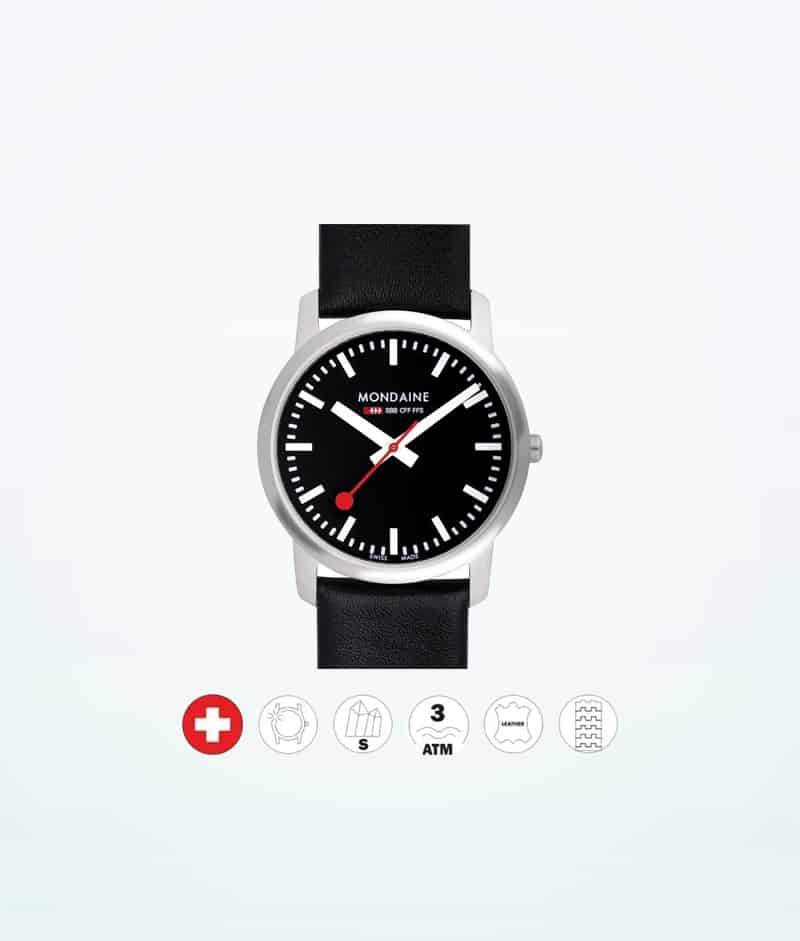 Mondaine Wristwatch Simply Elegant 14SBB Black-White /36mm