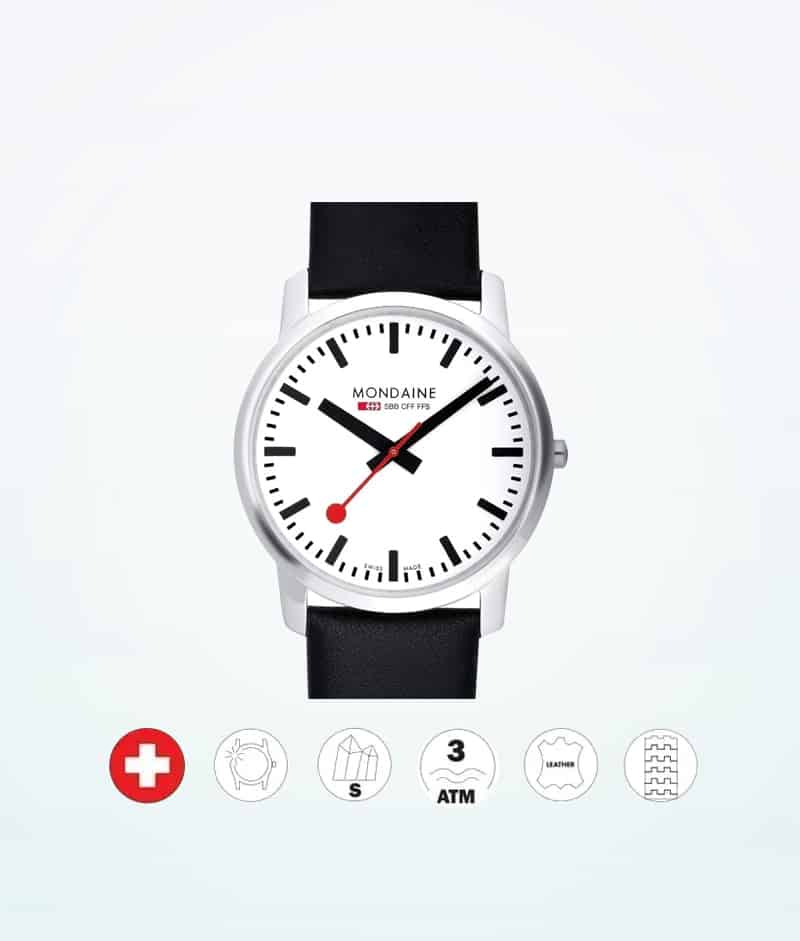 Mondaine Wristwatch Simply Elegant 11SBB Black-White /41mm