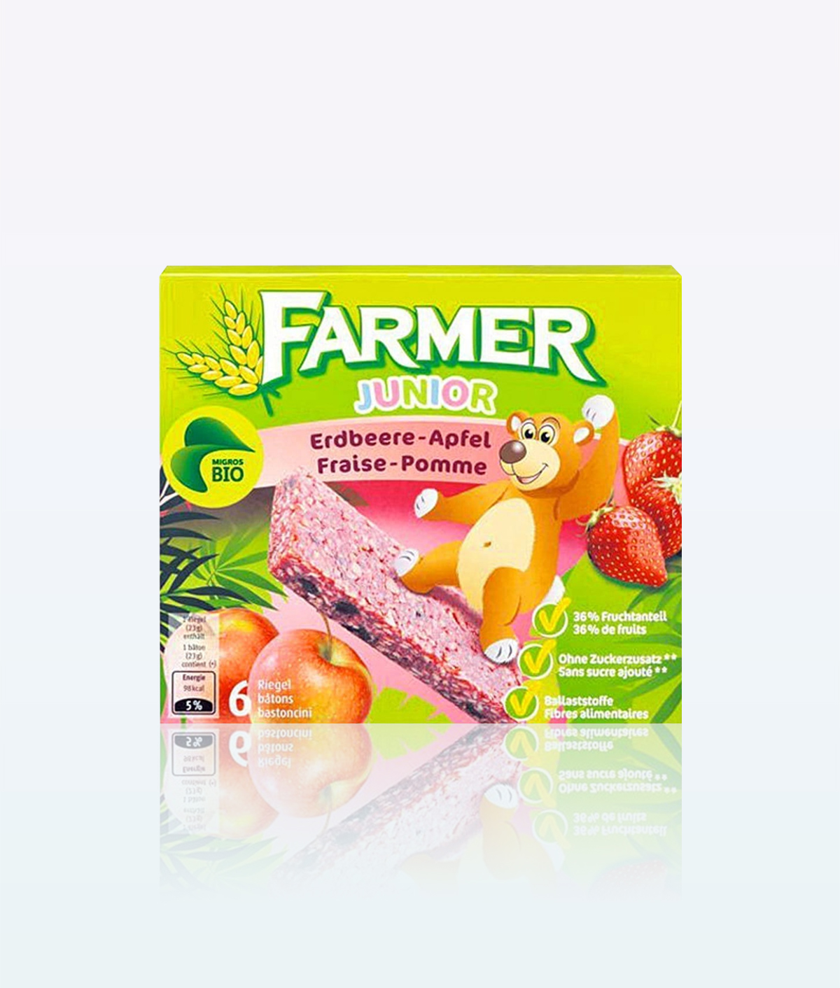 Farmer 6 Bio Junior Strawberry-Apple Bars 138g