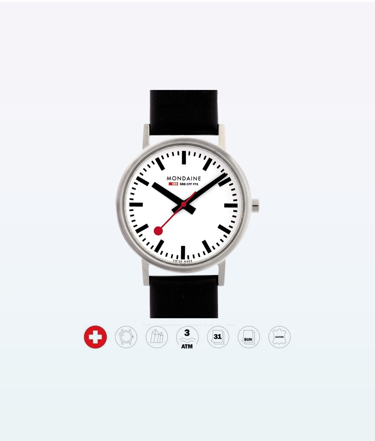 Mondaine Wristwatch Classic A660 16SBB Black White